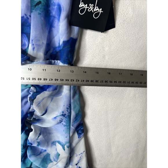 by and by Mini Floral Ruched Flutter Sleeve Dress Size Med NWT - Picture 8 of 9